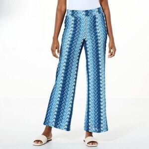 G by Giuliana Black Label Pull-On Crochet Wide-leg Pant - Blue - XS